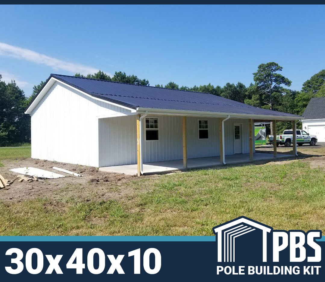 Hobby Building w/ Front Porch - 1200sqft - 30x40x10