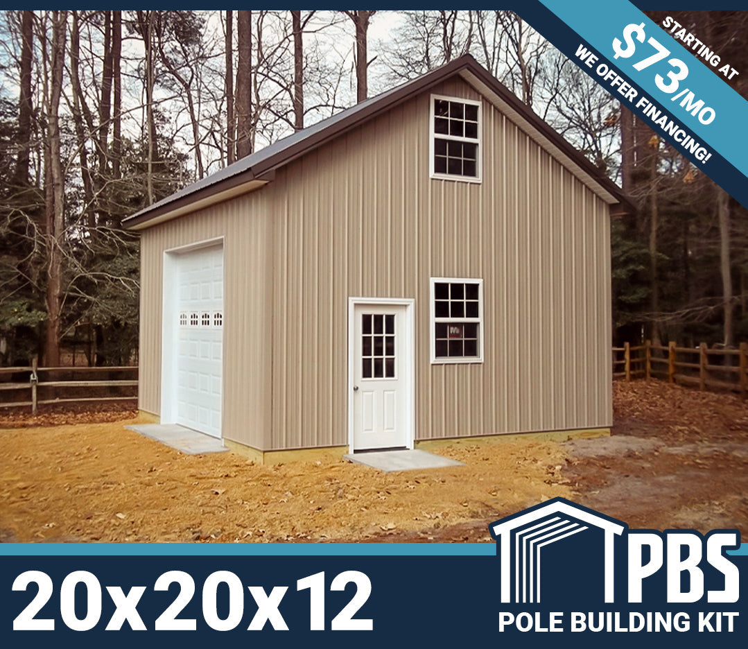 Complete Pole Building Kit - 20x20x12 (Lumber & Metal)