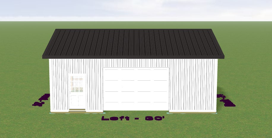 2-Car Garage w/ Single Door - 24x30x10