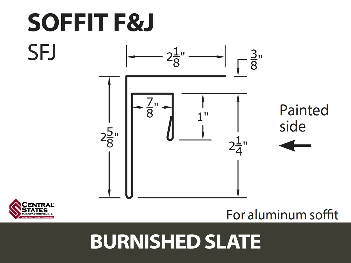 Soffit F&J Channel 10'2" - 29 ga.