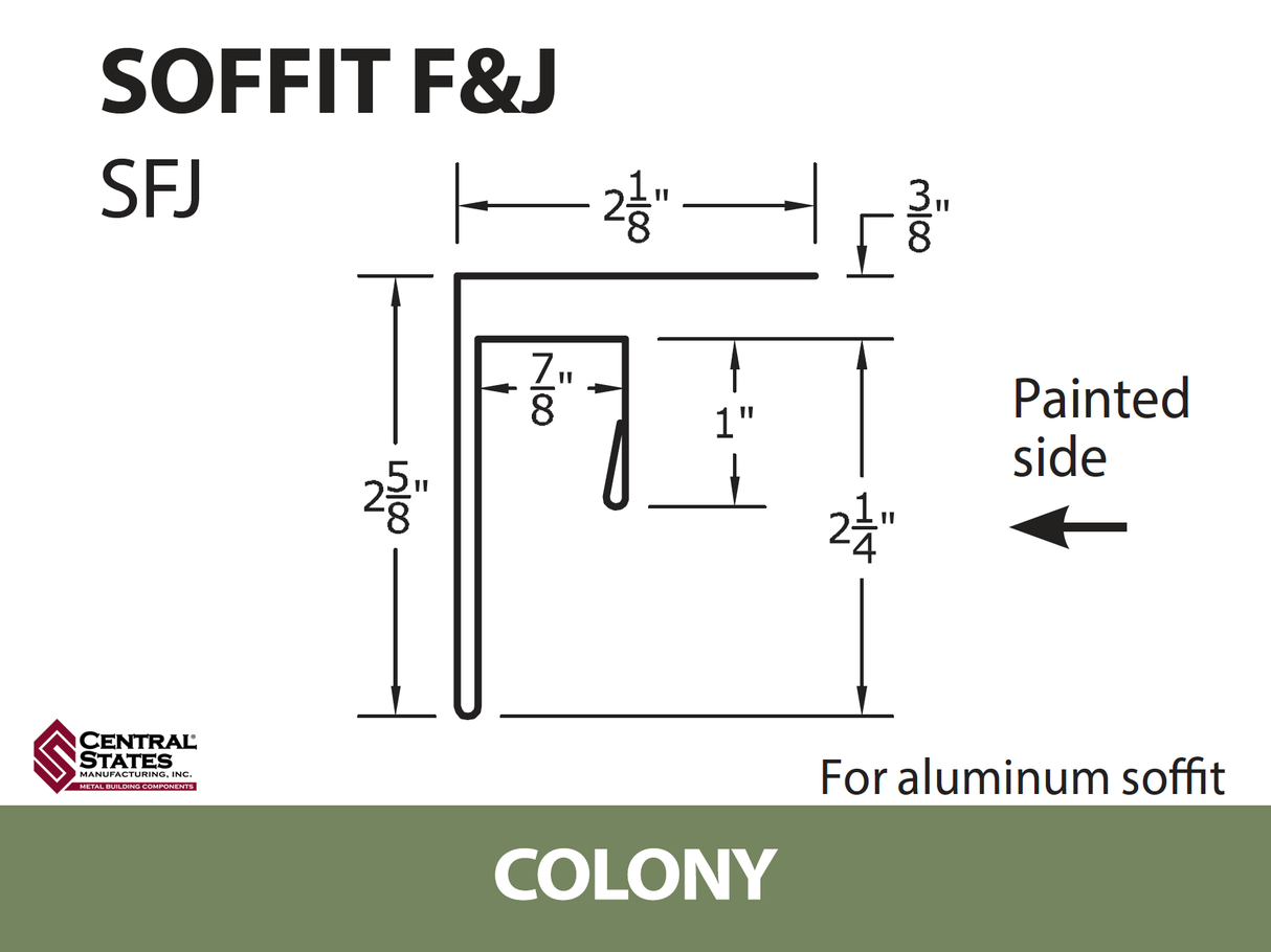 Soffit F&J Channel 10'2" - 29 ga.