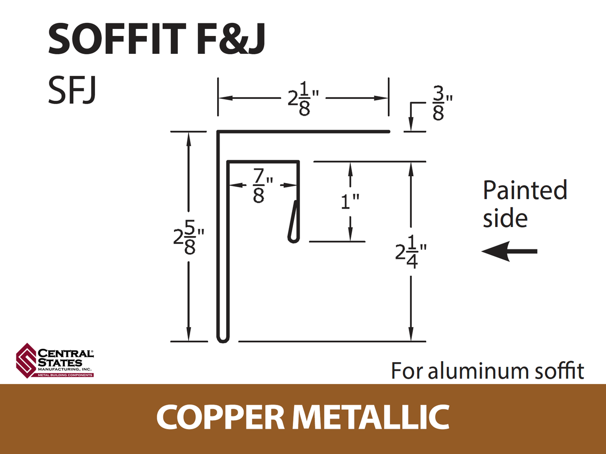 Soffit F&J Channel 10'2" - 29 ga.