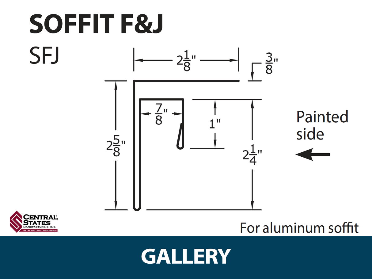 Soffit F&J Channel 10'2" - 29 ga.