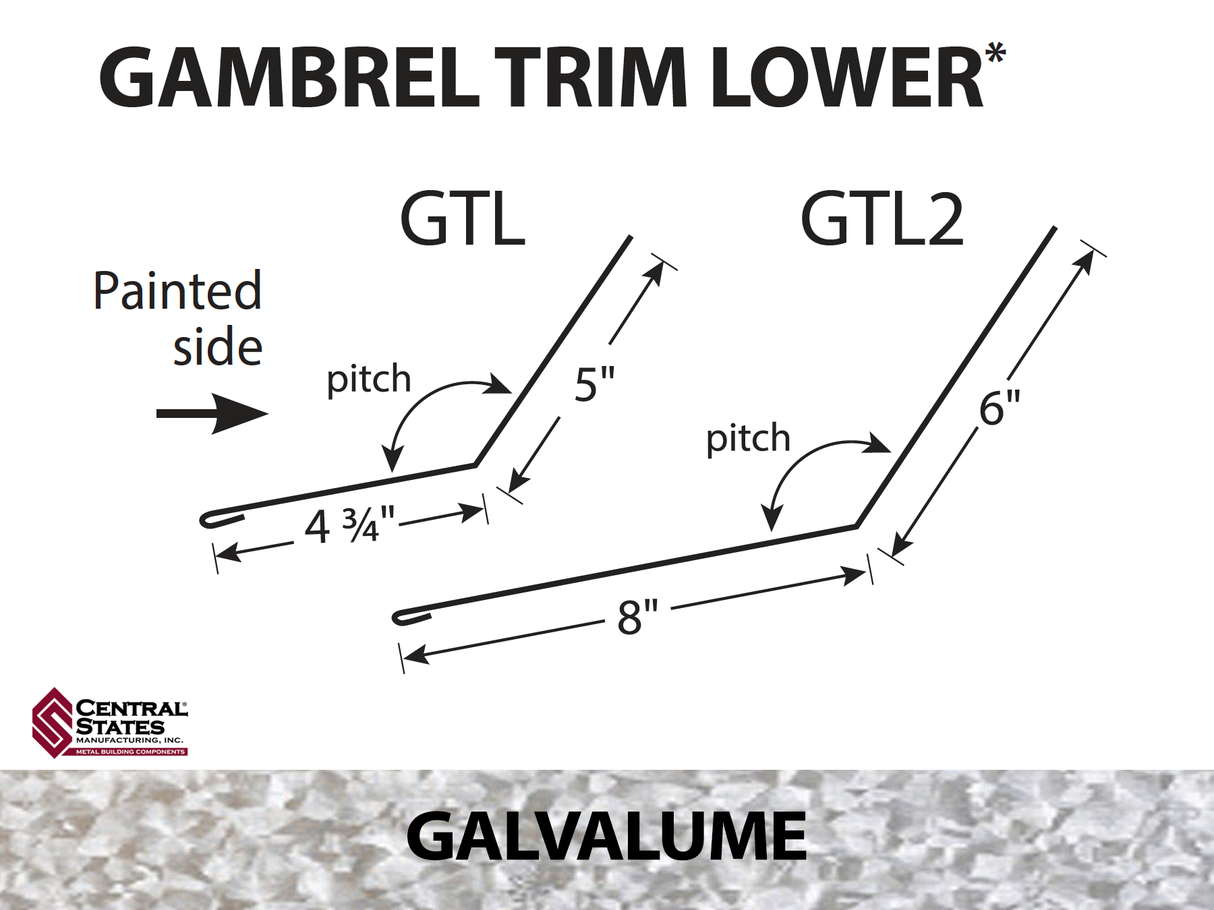 Gambrel Trim Lower - Transition Flashing 10'2" - 29 ga.