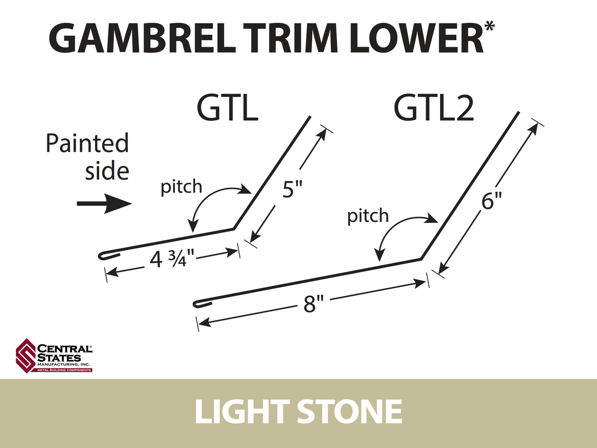 Gambrel Trim Lower - Transition Flashing 10'2" - 29 ga.