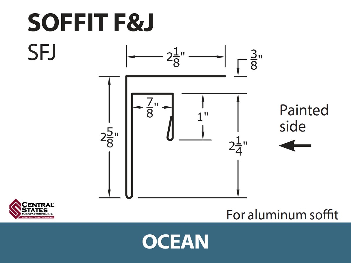 Soffit F&J Channel 10'2" - 29 ga.