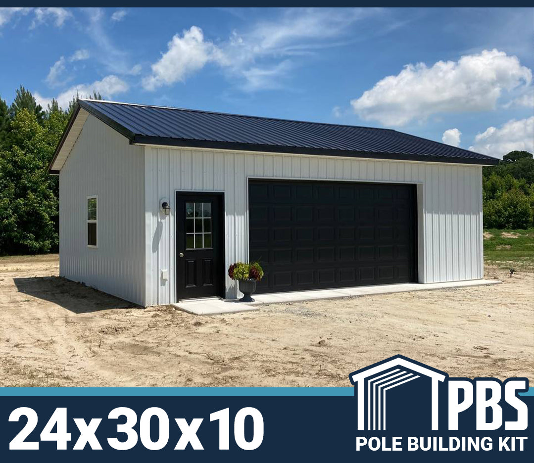 2-Car Garage w/ Single Door - 24x30x10