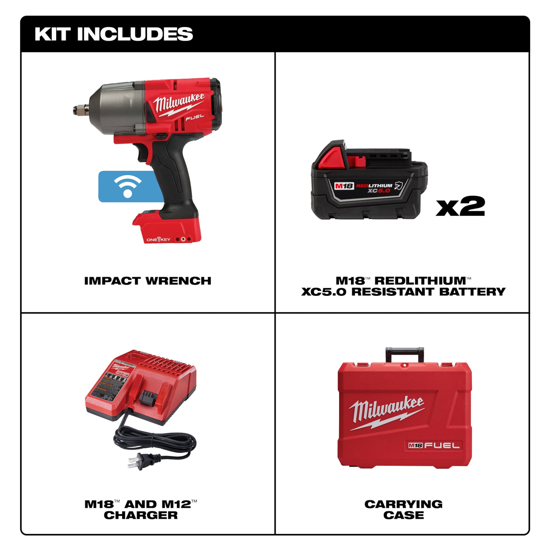 M18 FUEL™ w/ ONE-KEY™ High Torque Impact Wrench 1/2" Friction Ring Kit