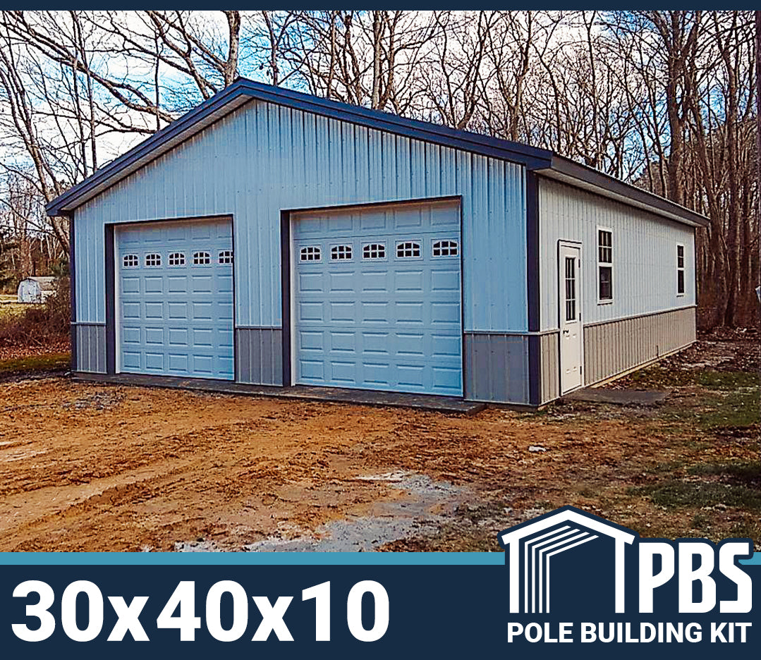 2-Car Garage w/ Large Shop Area - Gable Oriented - 30x40x10