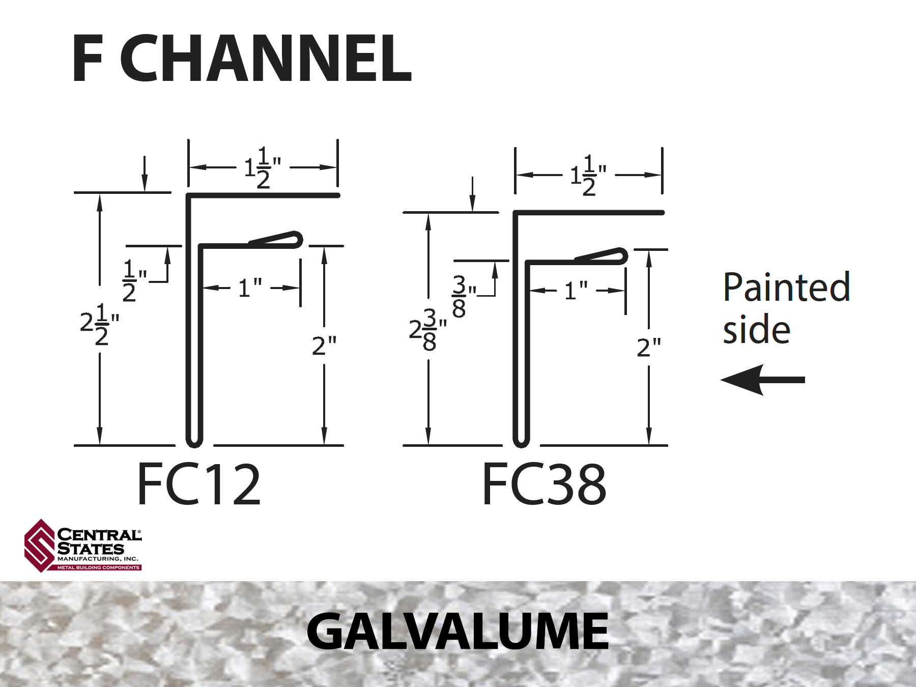 Galvalume F-Channel 10'2" - 29 ga.