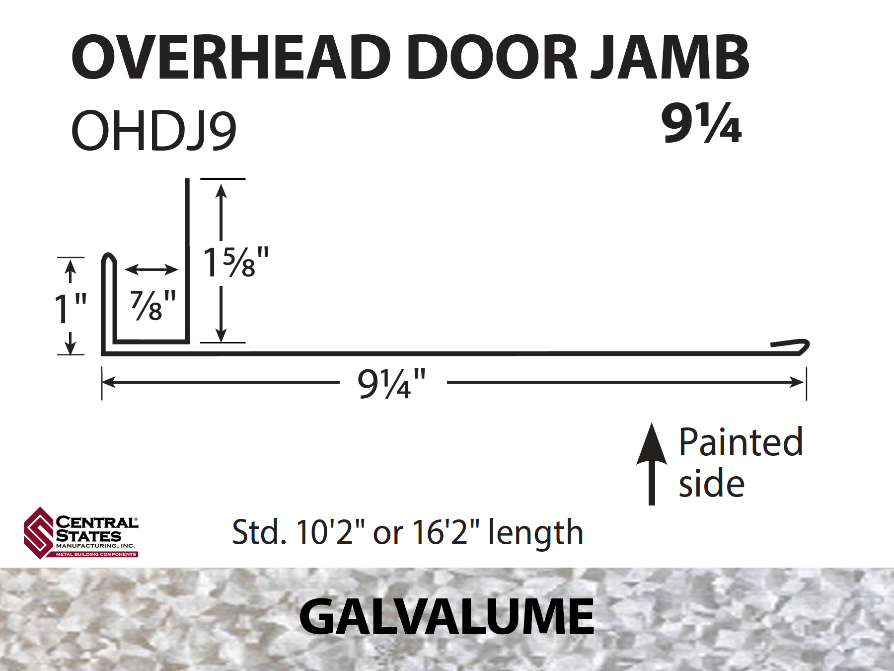 Galvalume Overhead Door Trim (Various Lengths) - 29 ga.