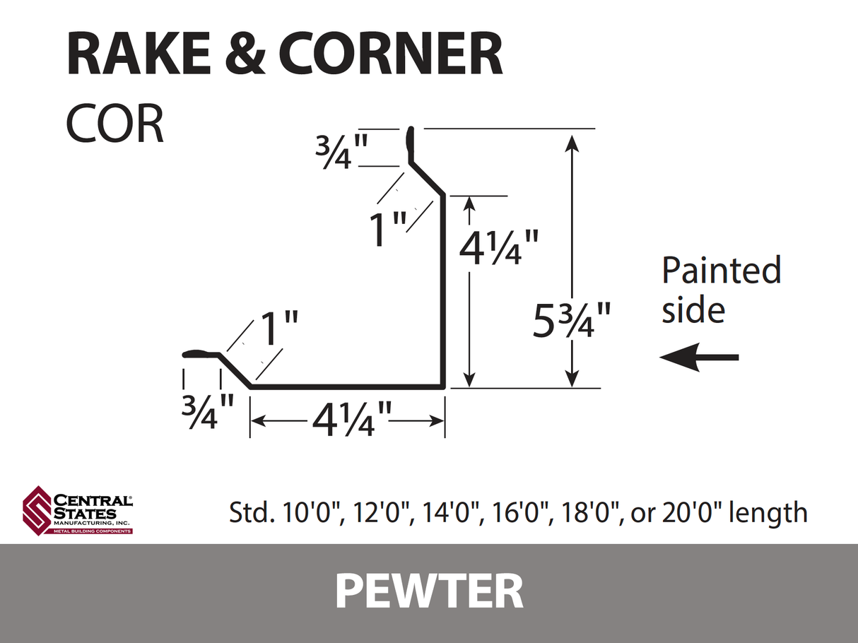Rake & Corner - 29 ga. (Various Lengths)