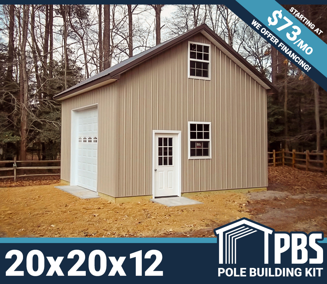 Pole Building Kit - 20x20x12 (Lumber & Metal)