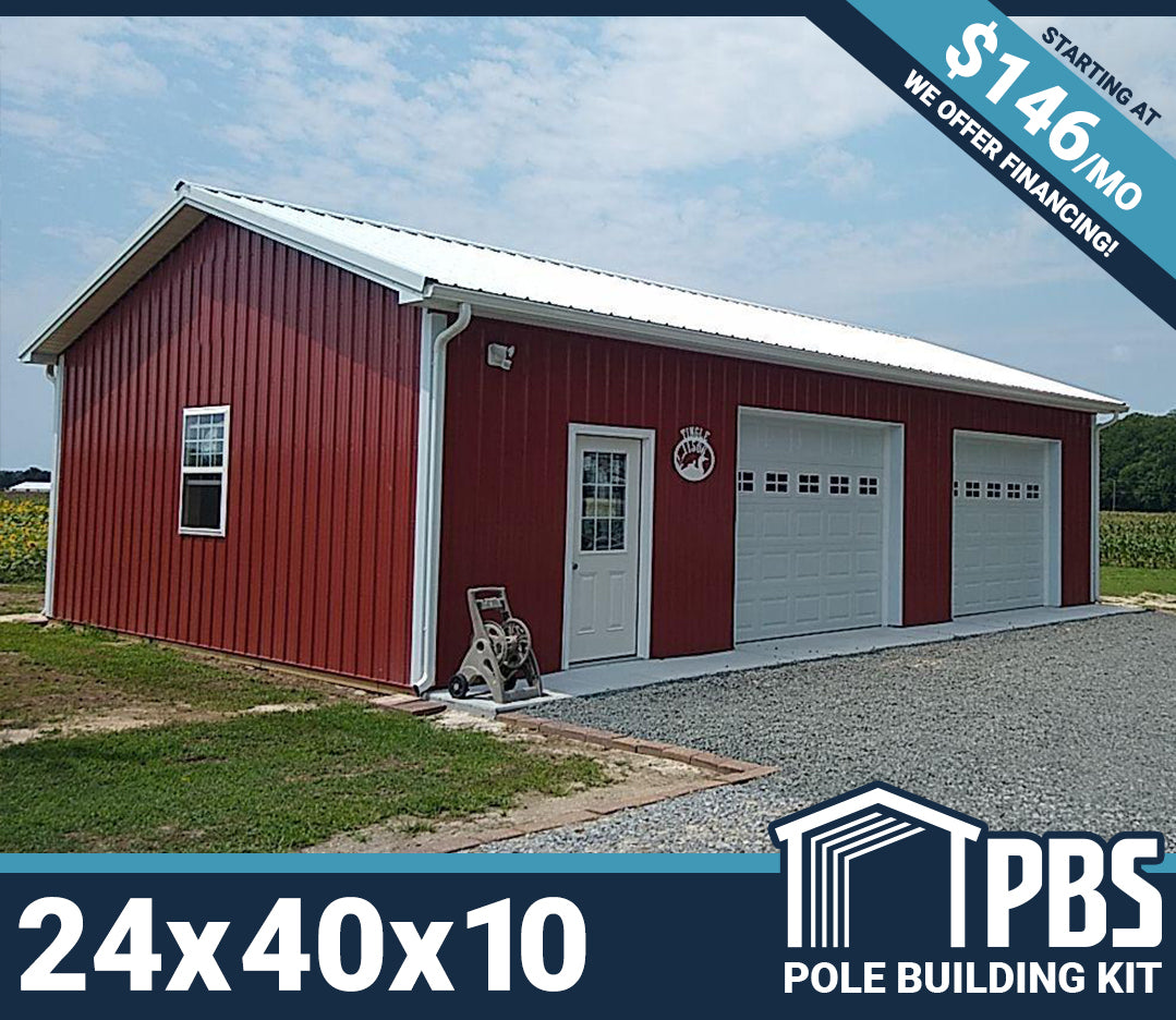 Pole Building Kit - 24x40x10 (Lumber & Metal)