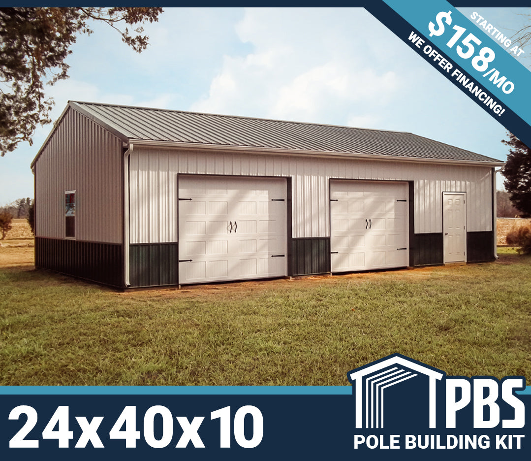 Pole Building Kit 24x40x10 (Lumber & Metal)