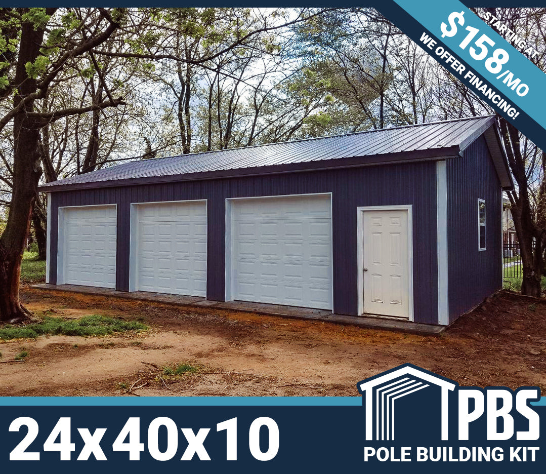 Pole Building Kit 24x40x10 (Lumber & Metal)