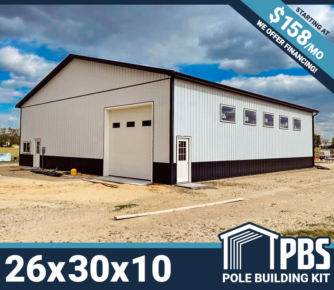 Pole Building Kit - 26x30x10 (Lumber & Metal)