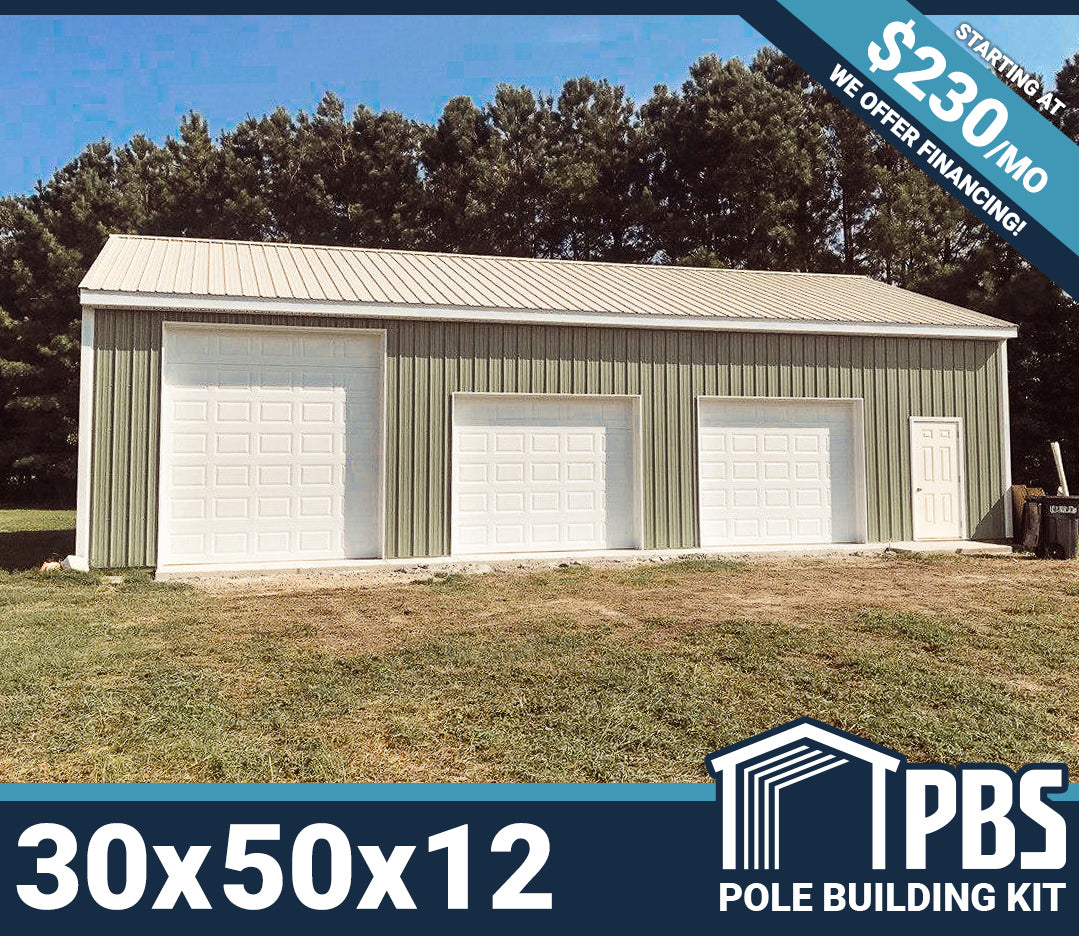 Pole Building Kit 30x50x12 (Lumber & Metal)