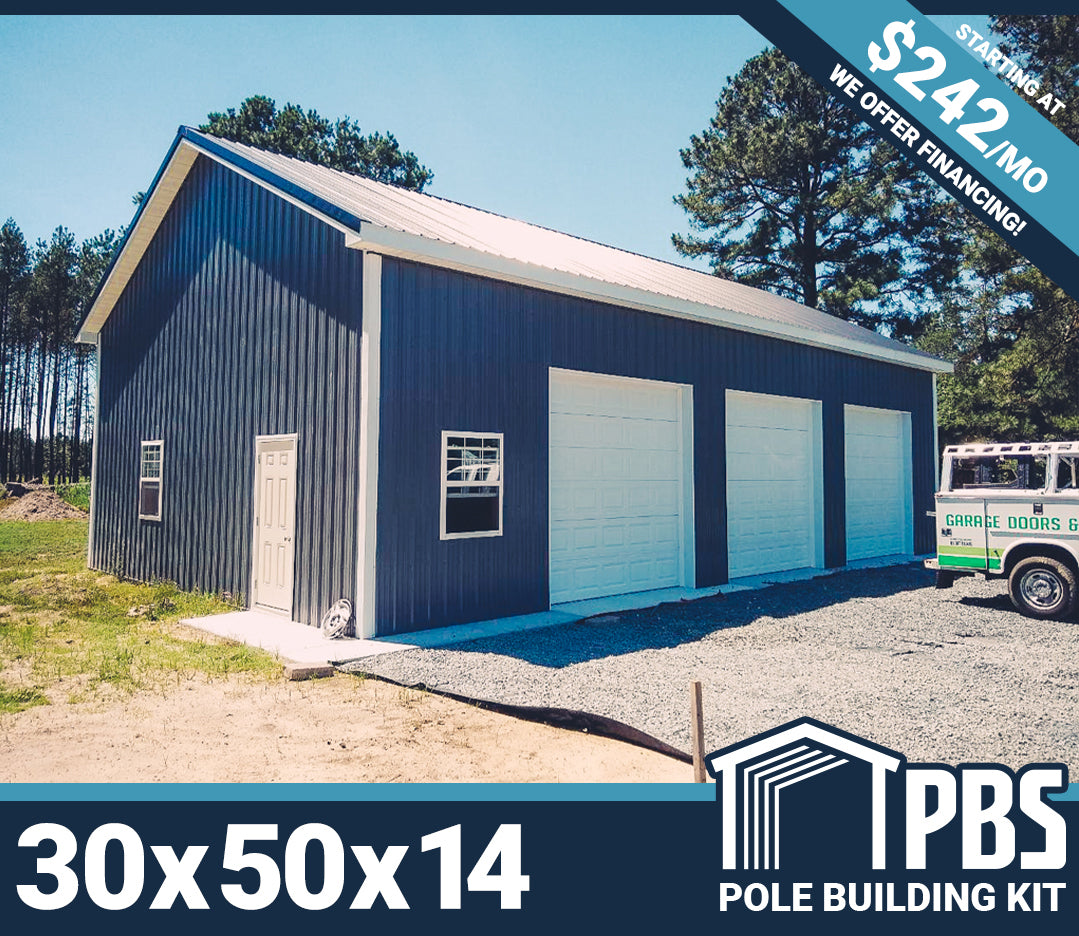 Pole Building Kit - 30x50x14 (Lumber & Metal)