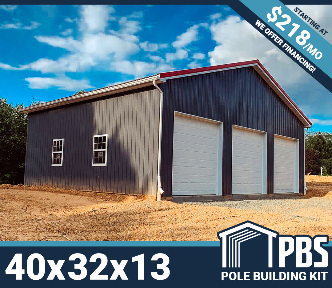Pole Building Kit - 40x32x13 (Lumber & Metal)