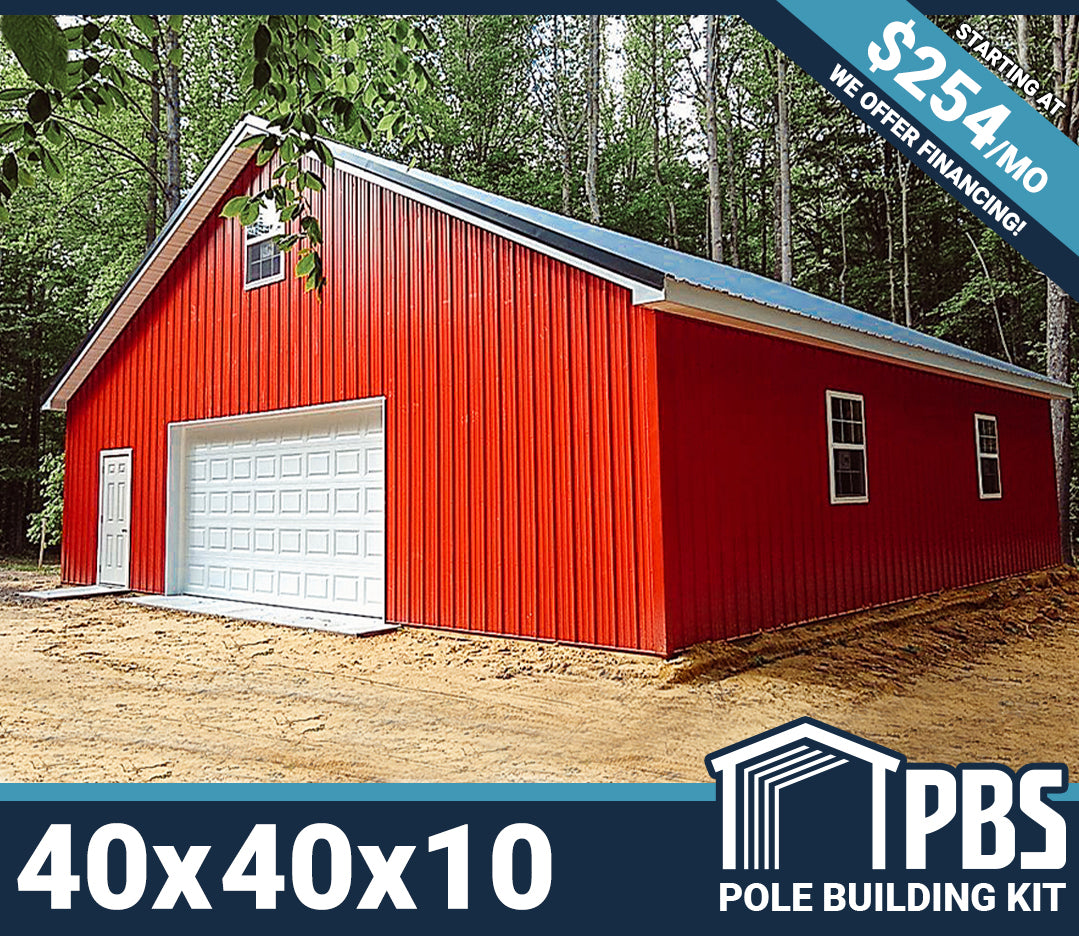 Pole Building Kit - 40x40x10 (Lumber & Metal)