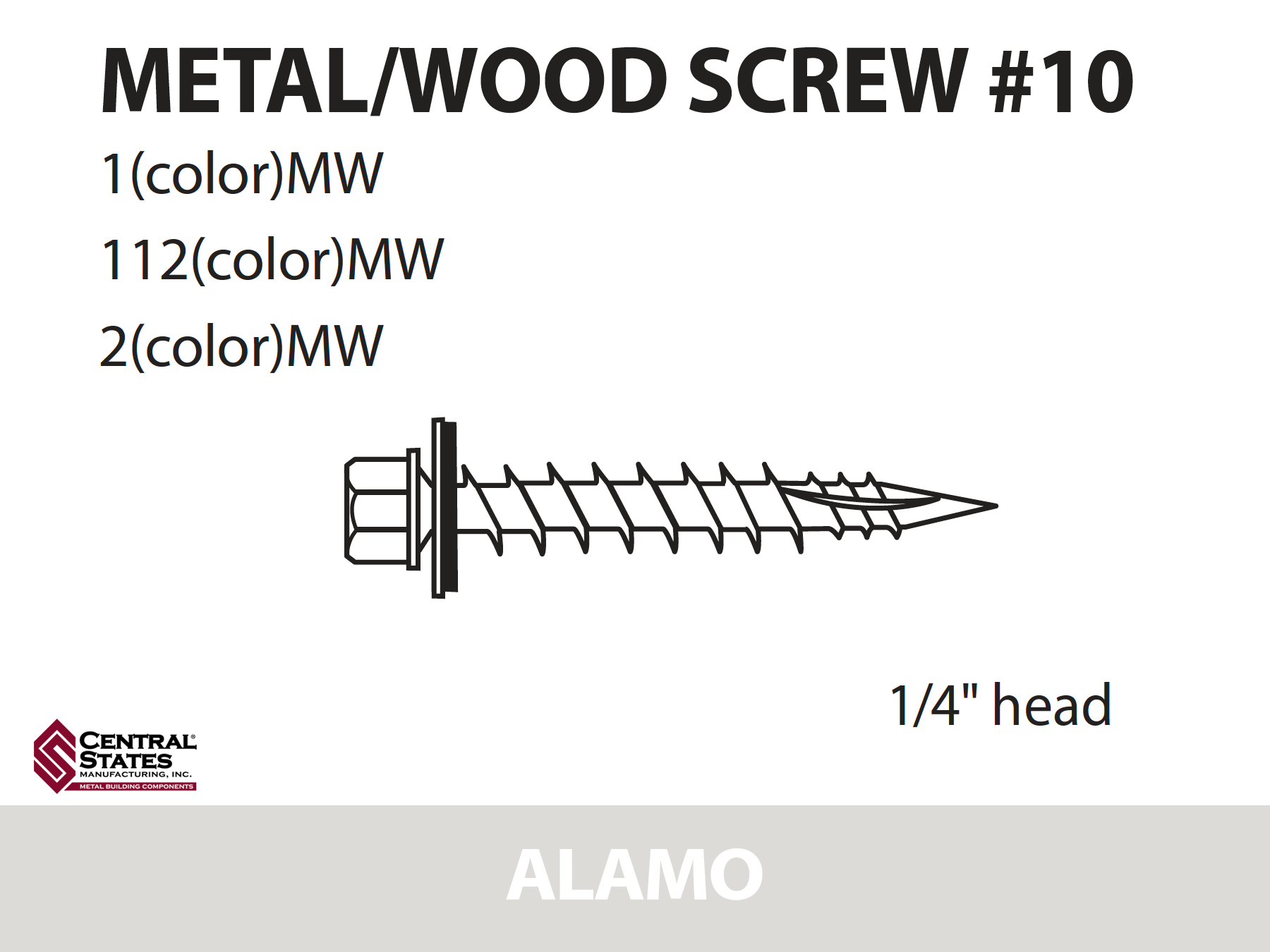 #10 Wood Screw - 1-1/2 inch, Various Colors (Bag - 250 qt)