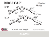 (Various Widths) 10'6" Ridge Cap - 29 ga.