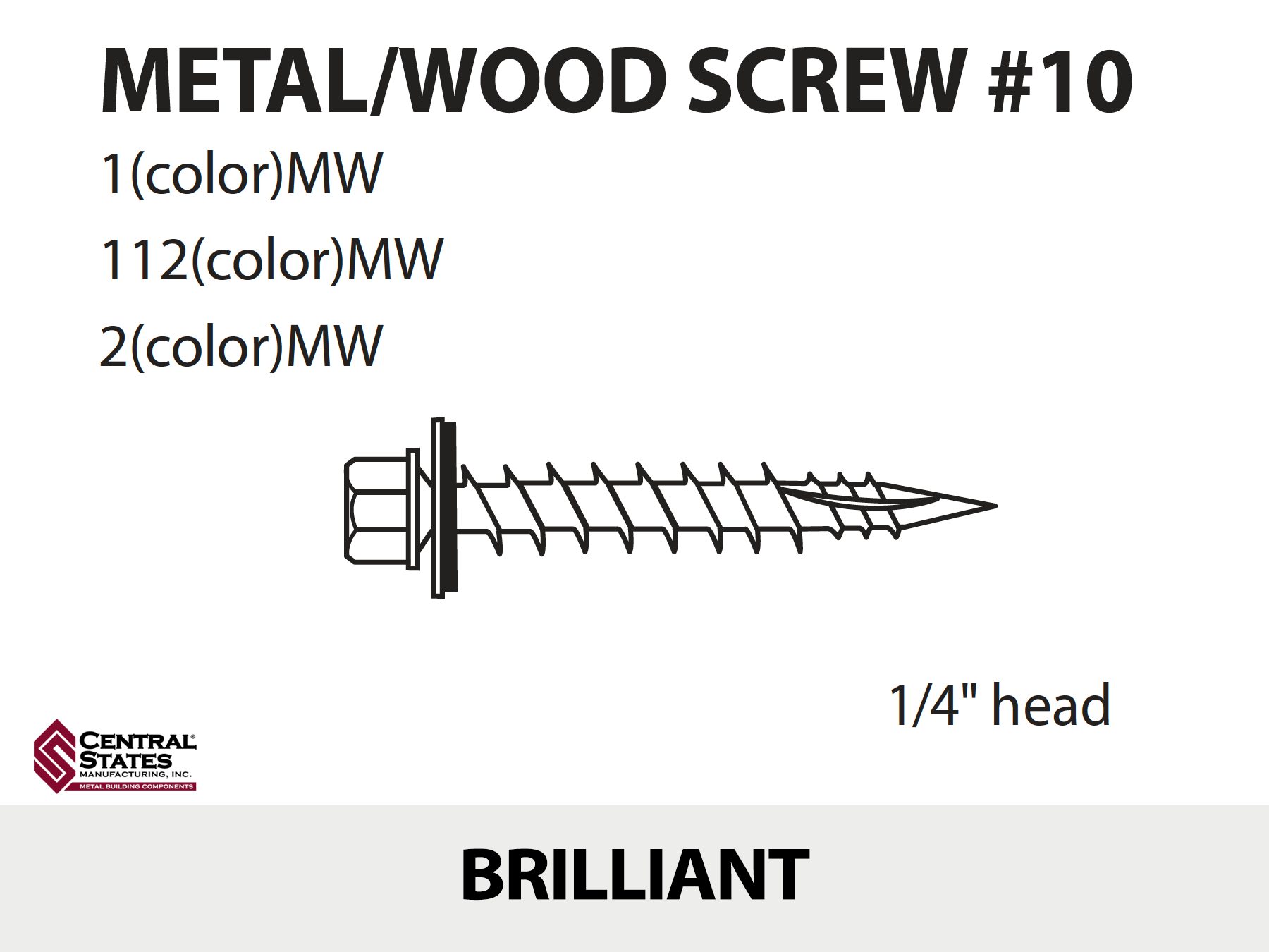 #10 Wood Screw - 1-1/2 inch, Various Colors (Bag - 250 qt)