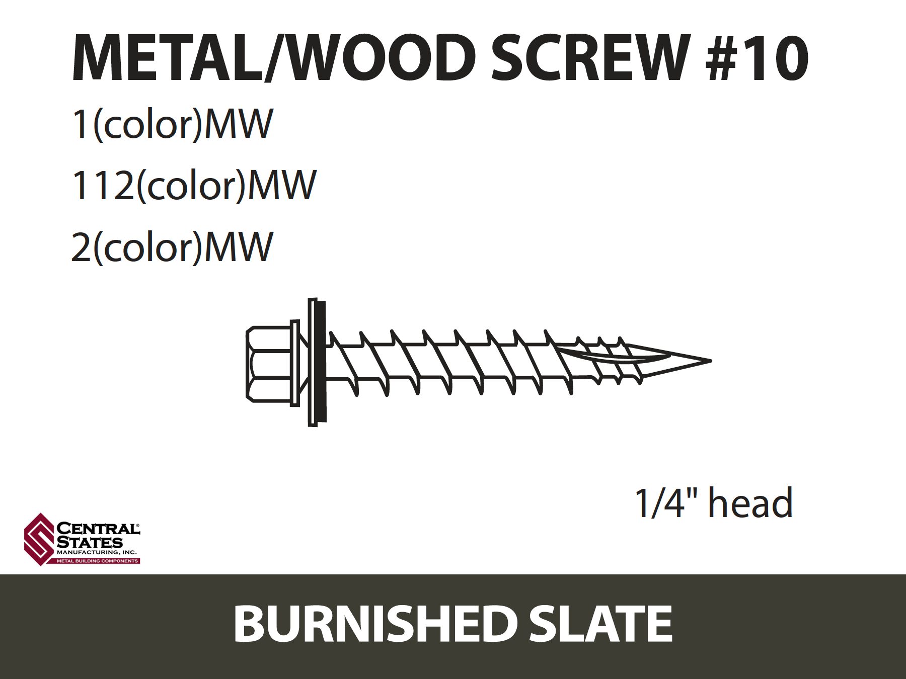 #10 Wood Screw - 1 inch, Various Colors (Bag - 250 qt)