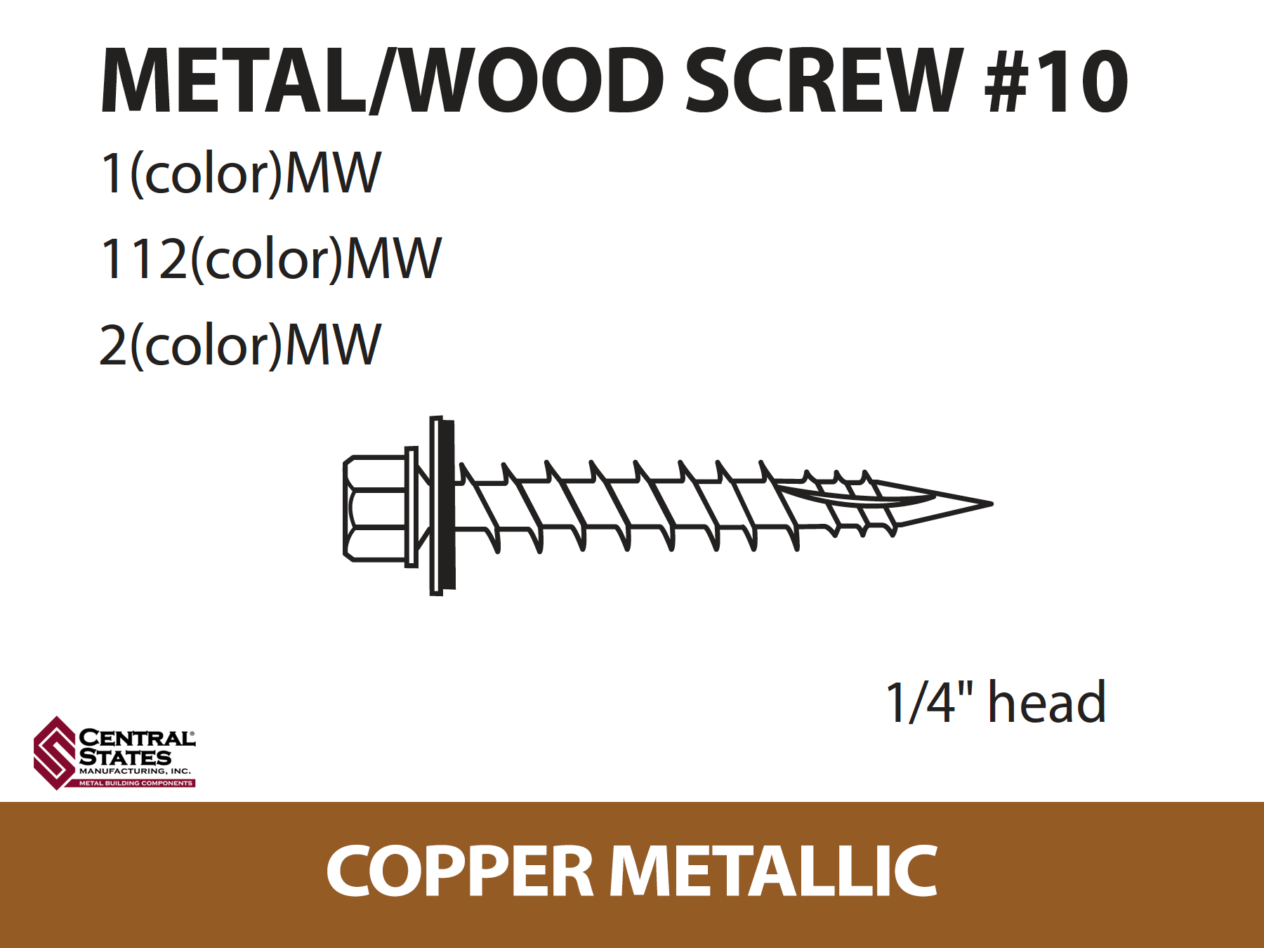 #10 Wood Screw - 2 inch, Various Colors (Bag - 250 qt)