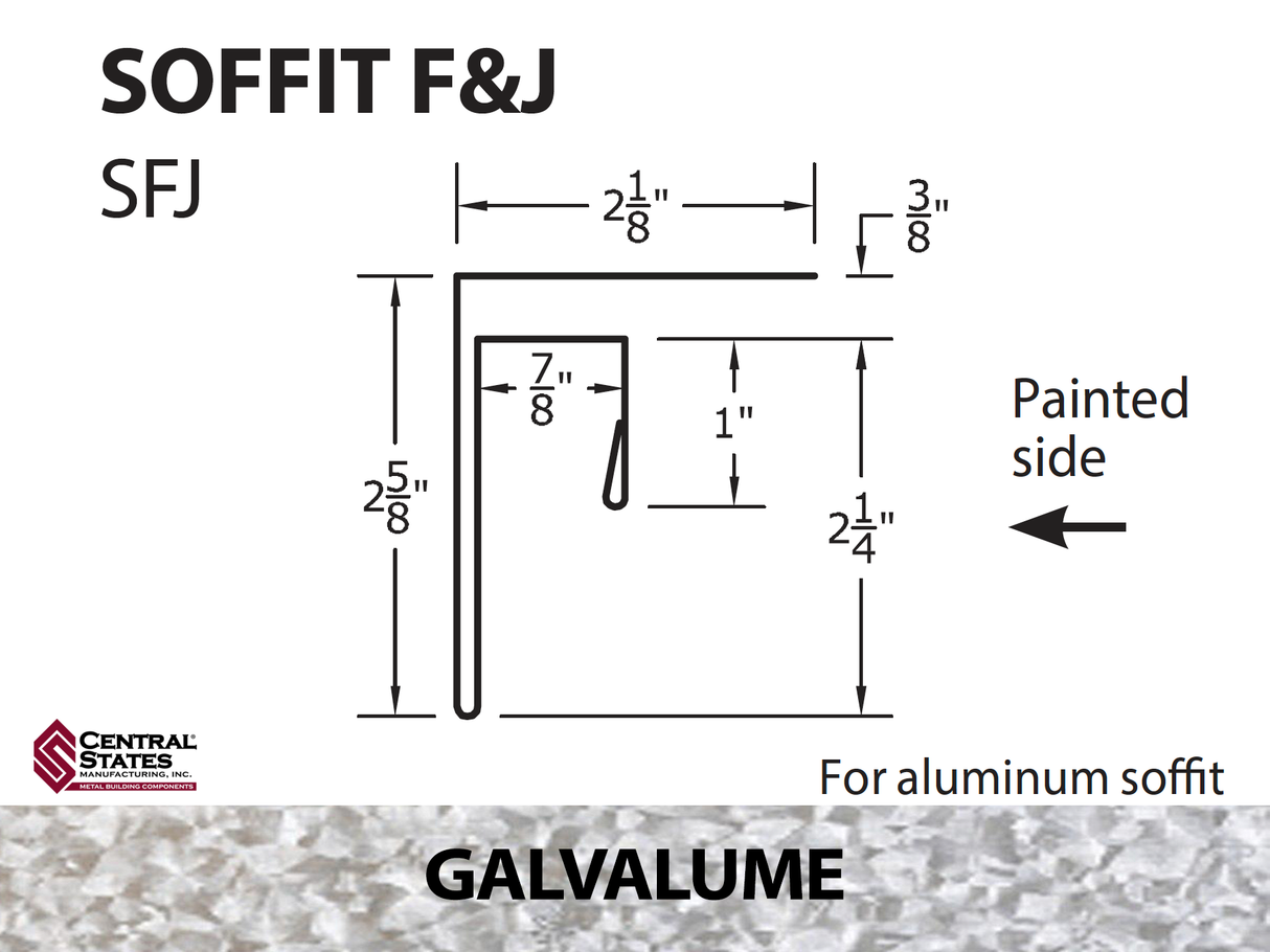 Soffit F&J Channel 10'2" - 29 ga.