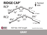 (Various Widths) 10'6" Ridge Cap - 29 ga.