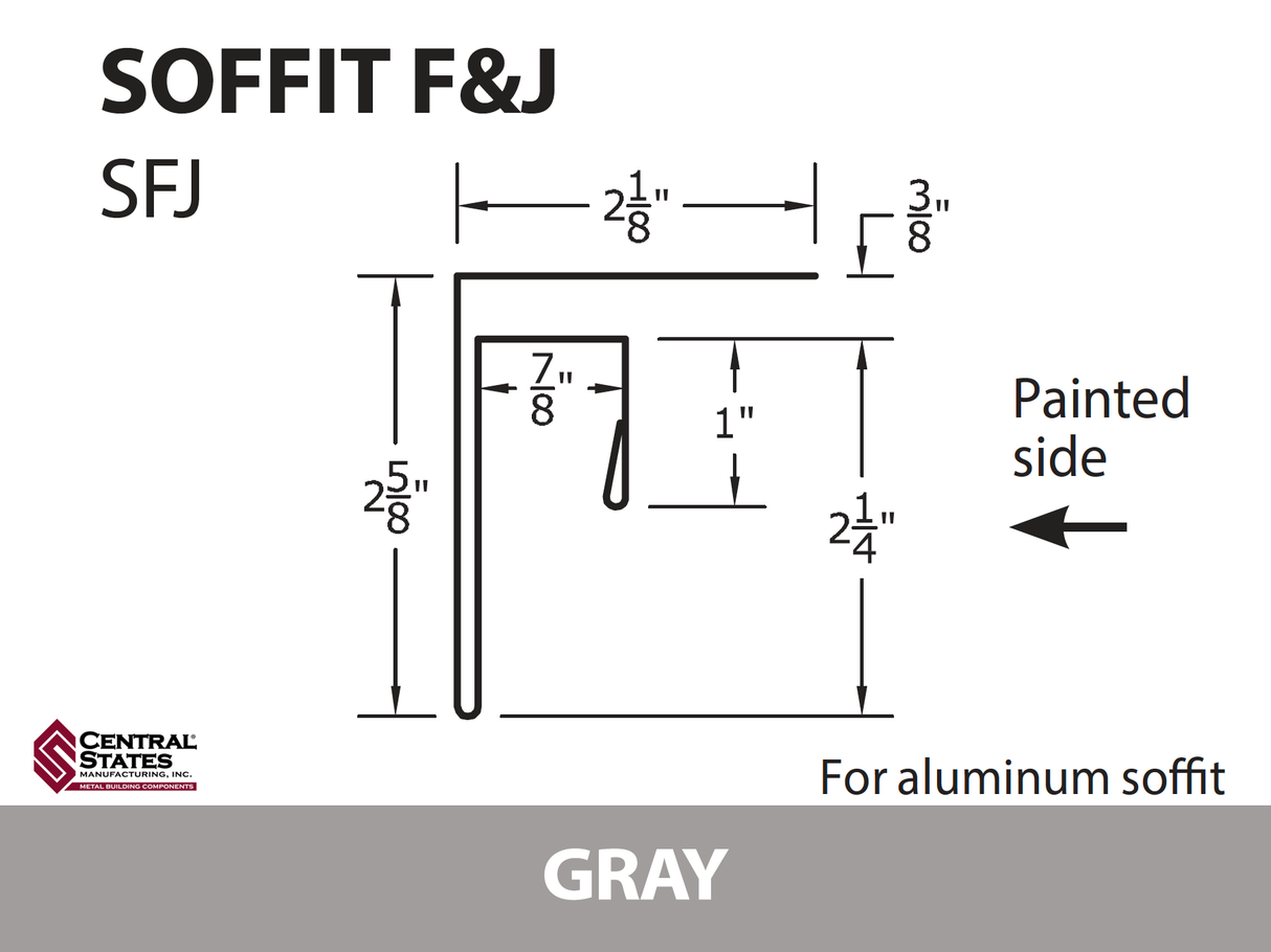 Soffit F&J Channel 10'2" - 29 ga.
