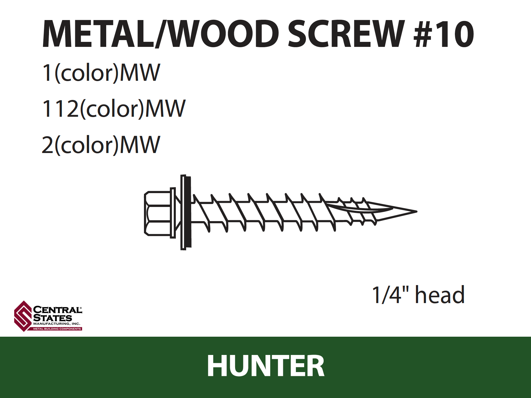 #10 Wood Screw - 2 inch, Various Colors (Bag - 250 qt)
