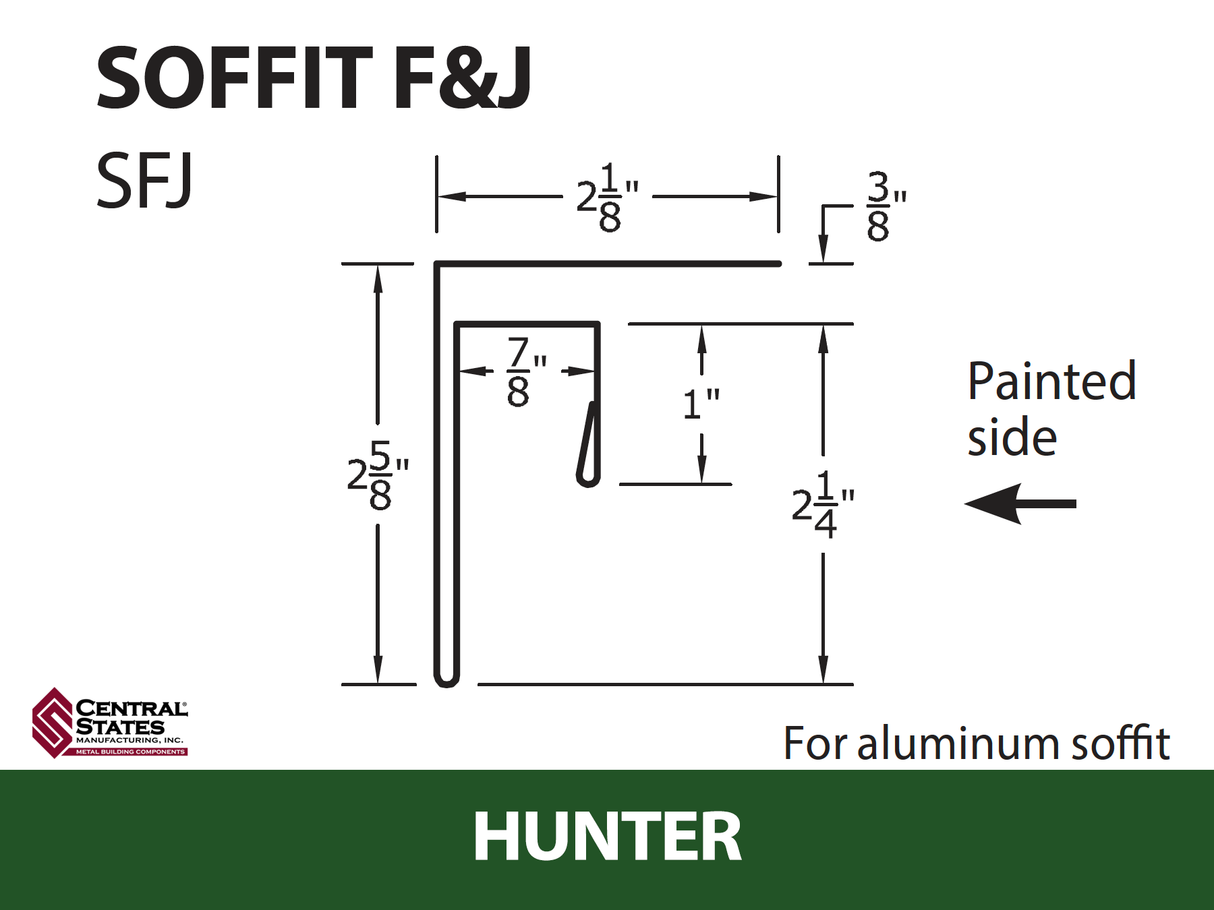 Soffit F&J Channel 10'2" - 29 ga.