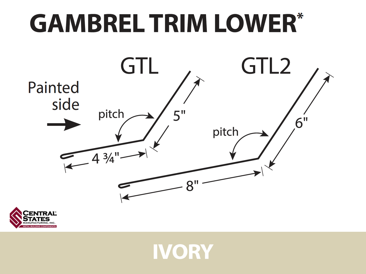 Gambrel Trim Lower - Transition Flashing 10'2" - 29 ga.