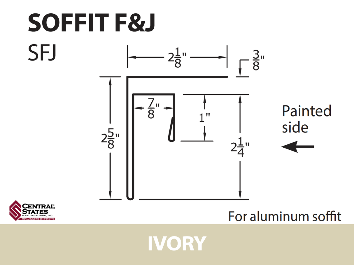 Soffit F&J Channel 10'2" - 29 ga.