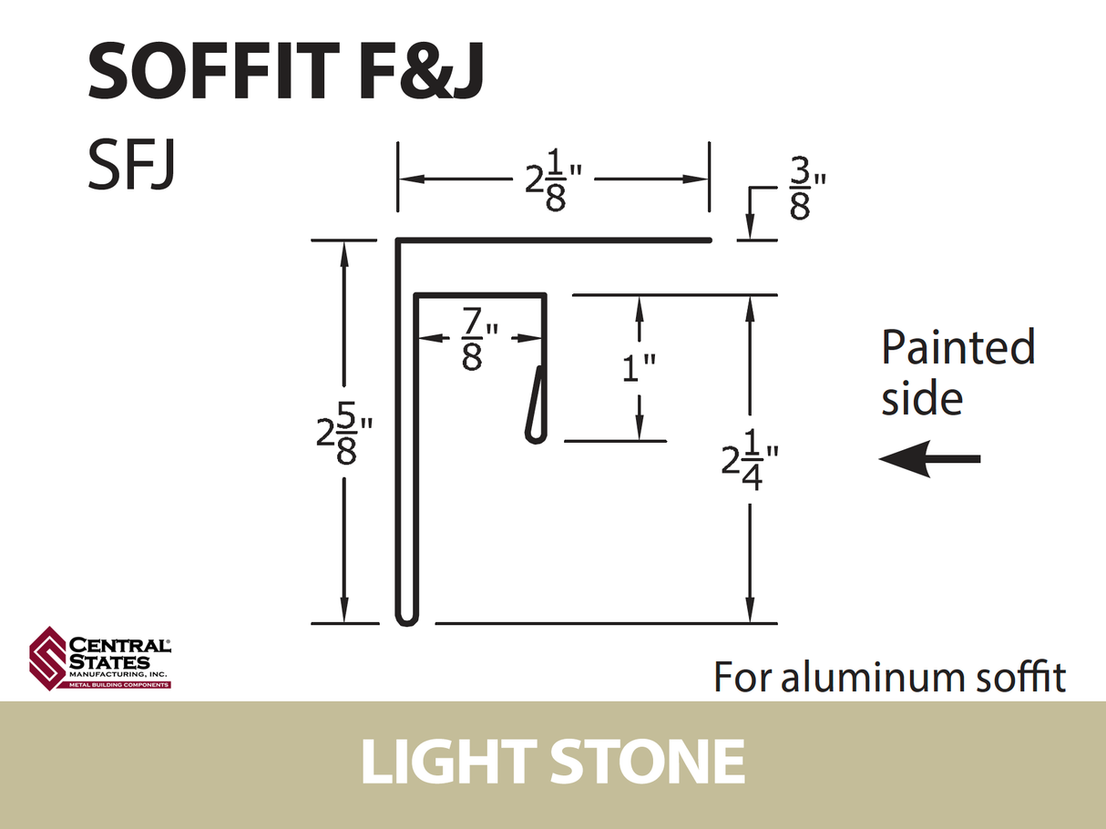 Soffit F&J Channel 10'2" - 29 ga.