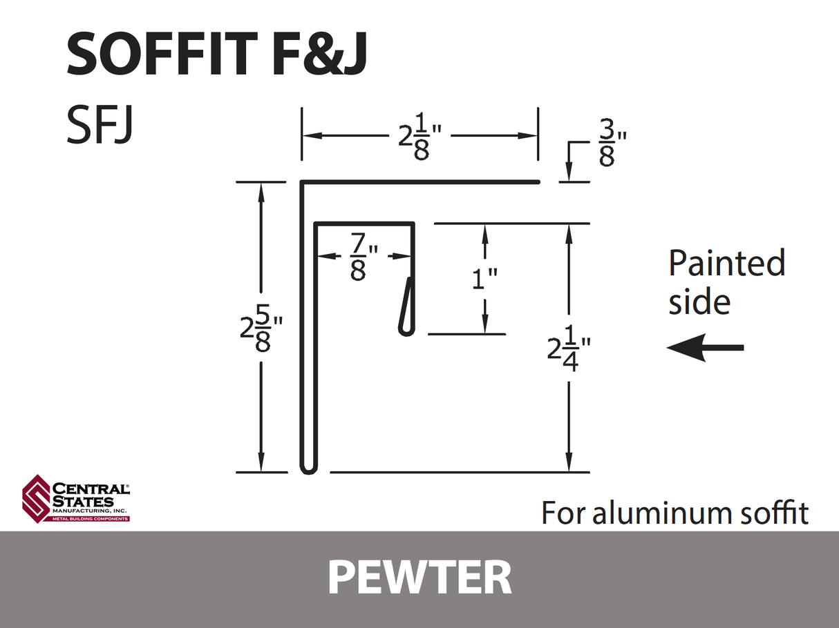 Soffit F&J Channel 10'2" - 29 ga.