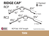 (Various Widths) 10'6" Ridge Cap - 29 ga.