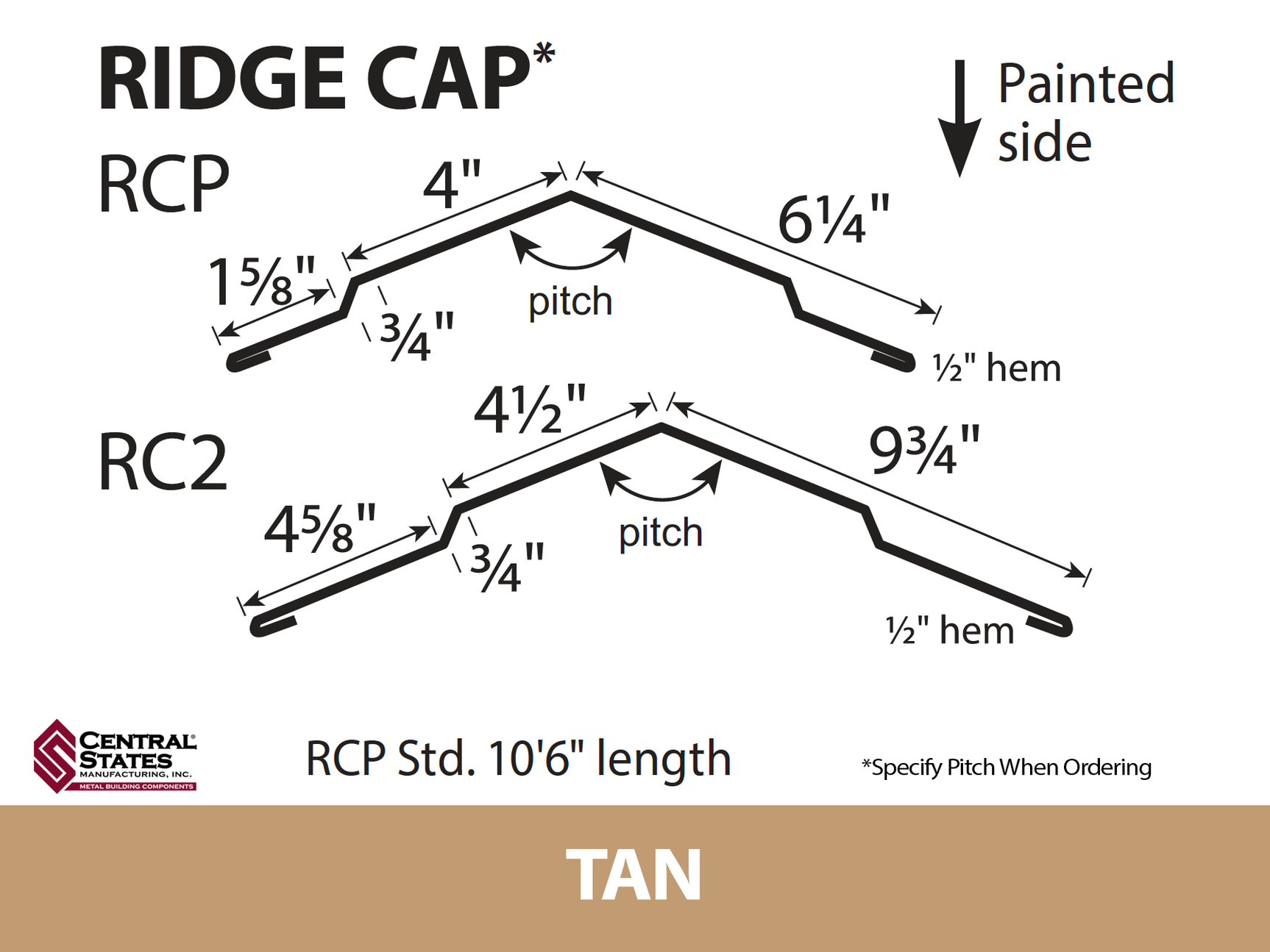 Ridge Cap (Various Widths)