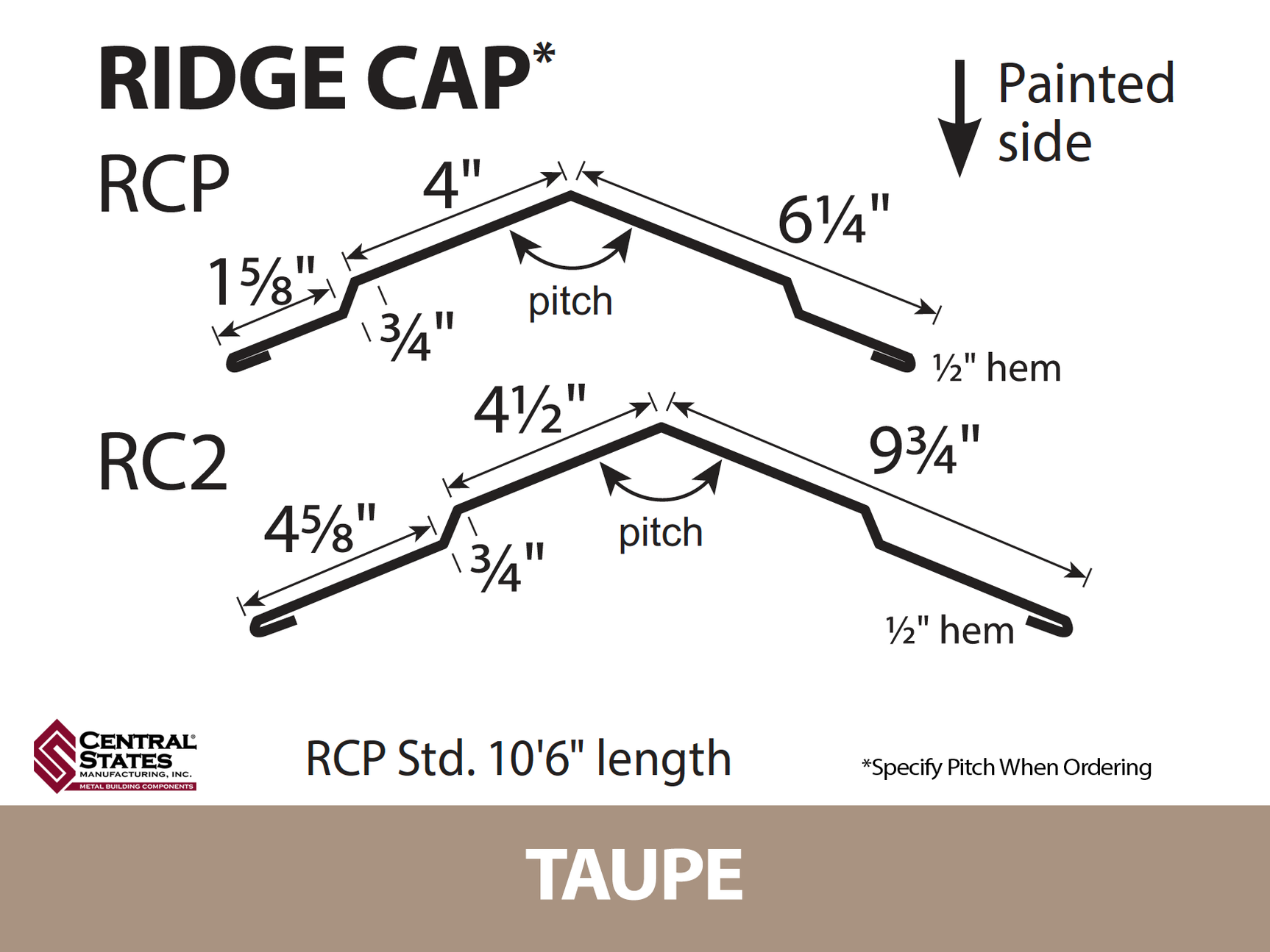 Ridge Cap (Various Widths)