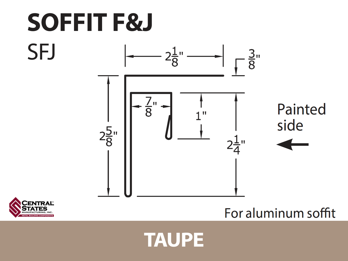 Soffit F&J Channel 10'2" - 29 ga.